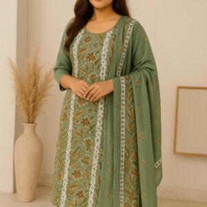 Chikankari Style Cotton Kurta Set