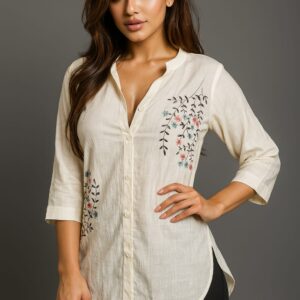Elegant Cream Embroidered Shirt