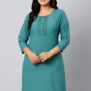 Chic Embroidered Round Neck Kurti