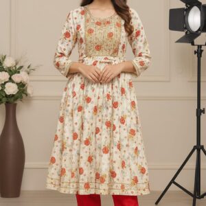 Zari Embroidered Kurti Set