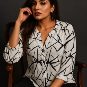 Graphic Print Three-Quarter Sleeve Top